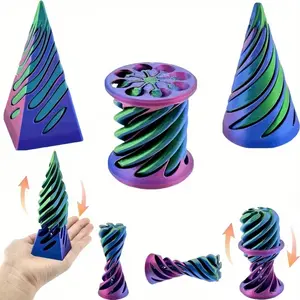 3 Pack Impossible Cones, Spiral Cone Decompression Toys Impossible Pyramid Transfer Toy, 3D Printed Spiral Cone Decompression Toy, Mini Swirl Line Illusion Desktop Decoration Souvenir Gift, Anxiety Relief