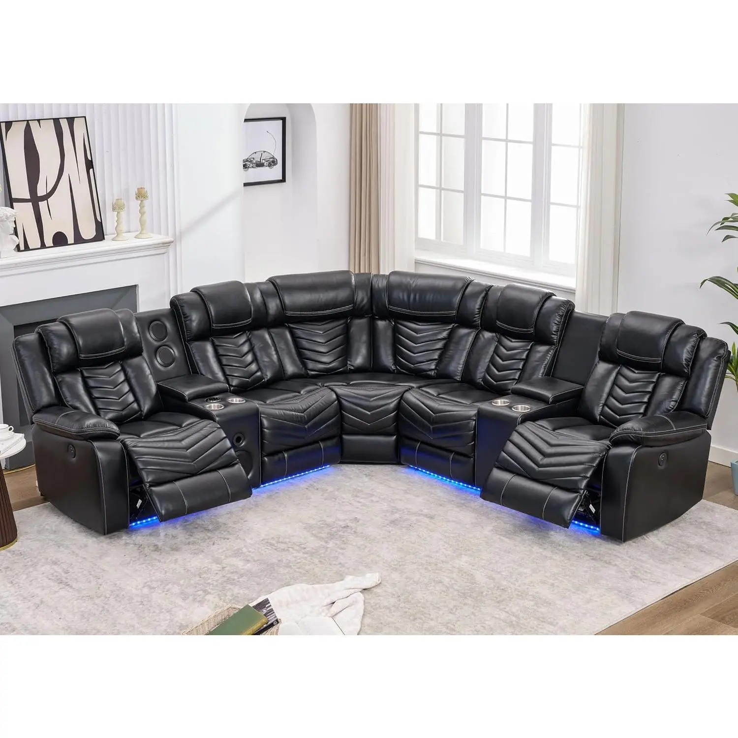 Power Recliner Sectional Sofa Couches with Bass Speakers for Living Room