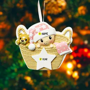 Baby Girl First Christmas Ornament | Personalized Newborn Keepsake | Raised 3D Details