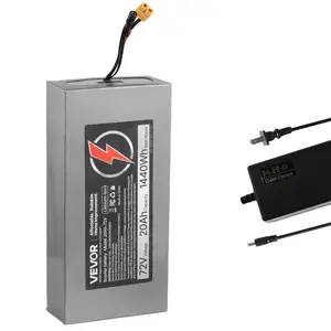 Fathersdaygift VEVOR 72V 20Ah Ebike Lithium Battery Pack (72v Model, IP66 Rated Charger Set) with 50A BMS, T-Plug Expansion Cable, 500+ Cycles, Compatible with 7200W Motors for Electric Bikes, Scooters