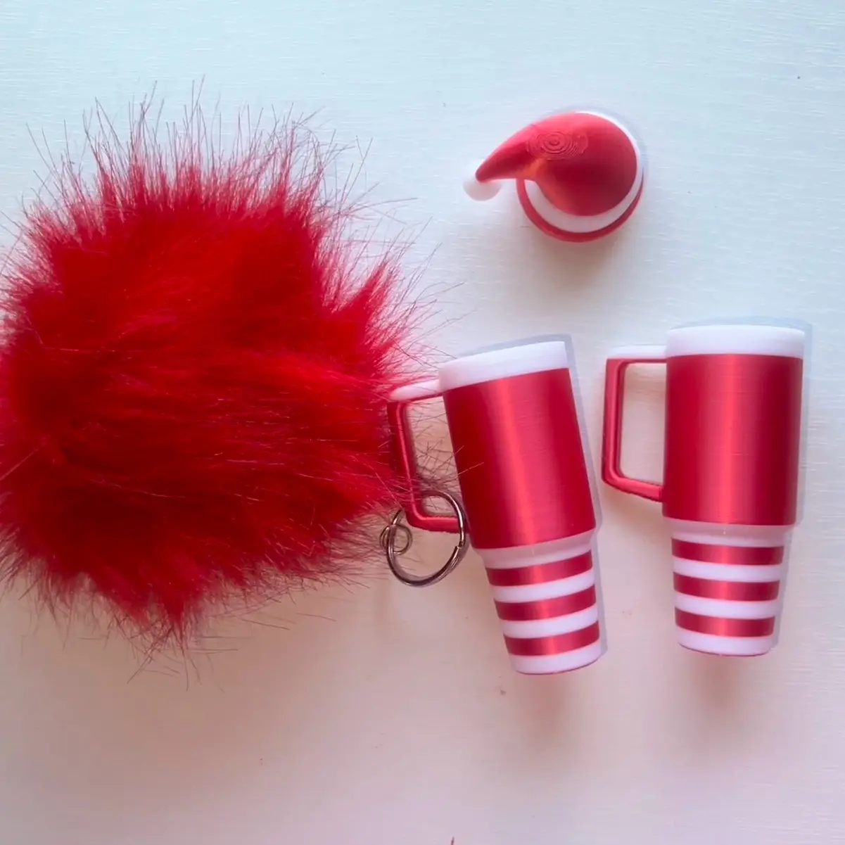 Santa Hat Lipgloss Holder Keychain - Perfect for Christmas