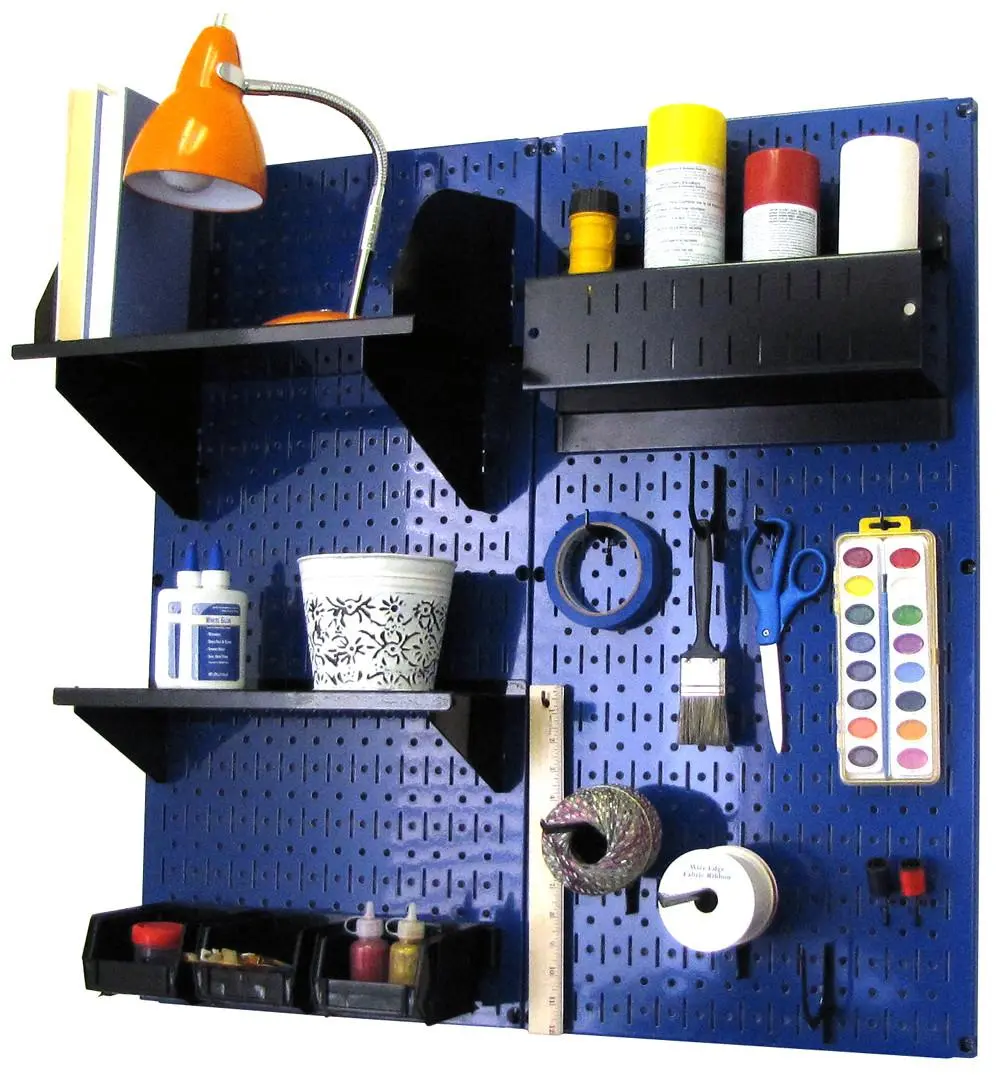 Craft & Hobby Pegboard Organizer Kit - Blue Pegboard with Accessories