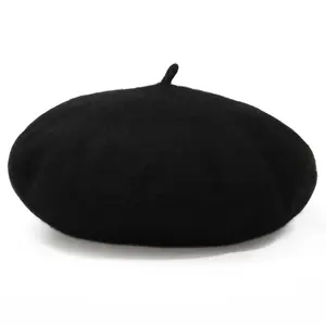 Wool French Beret Hat Solid Color Classic Fashion Beret Cap for Women