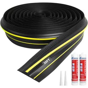 20 FT  Garage Door Bottom Threshold with Sealants/Adhesive, Rubber Weather Stripping , Black