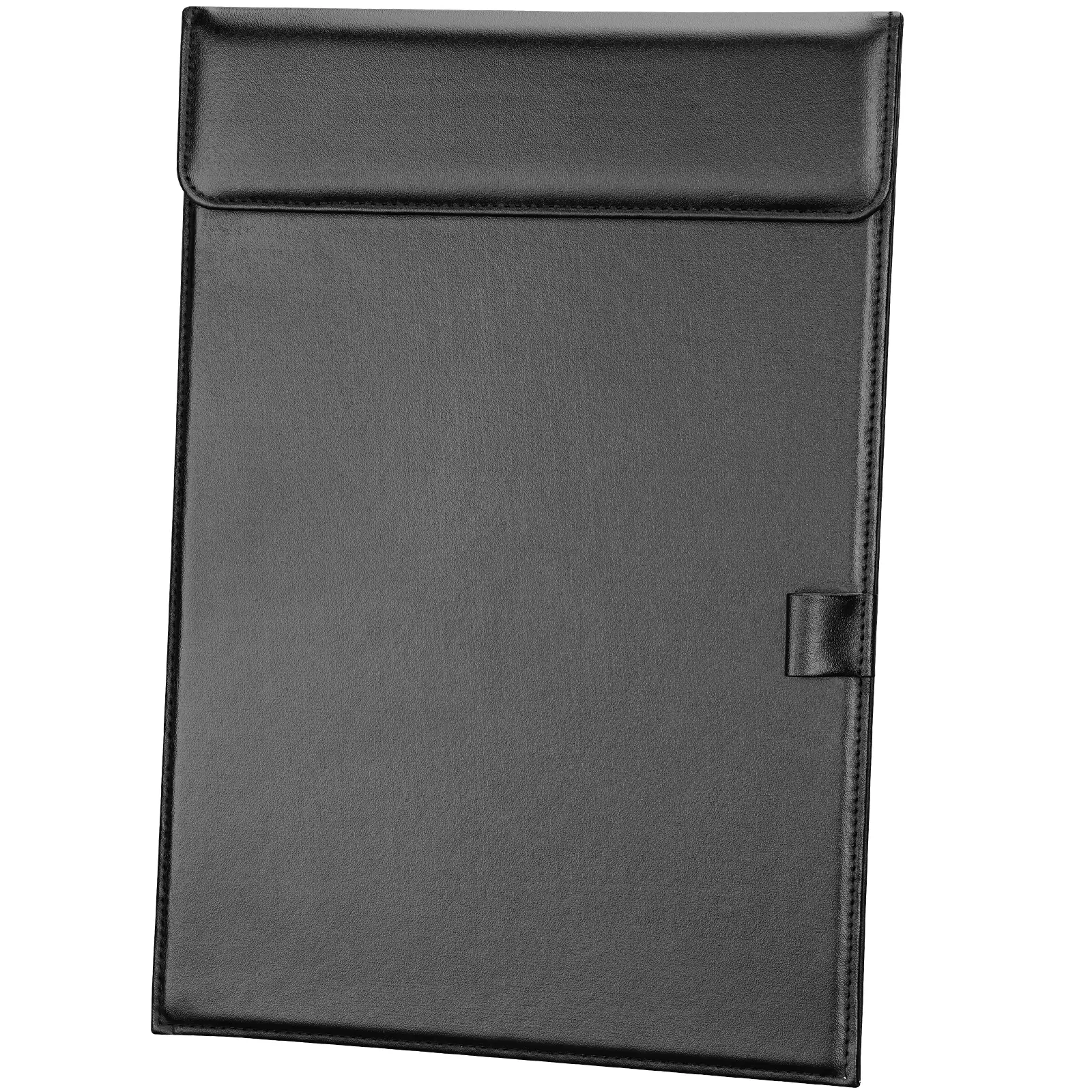 KINGFOM PU Leather Hardboard Office Clipboard, Magnetic Clip A4 Letter Size Clip Boards with Pen Holder for Nurses, Students, Teacher Black