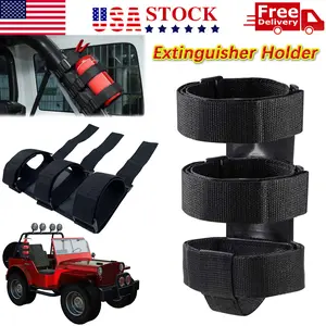 Black Fire Extinguisher Mounting Bracket for Jeep Wrangler - Securely Attach to Roll Bar