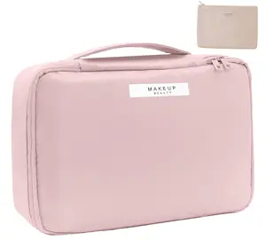 Travel Makeup Bag Cosmetic Bag Makeup Bag Toiletry Bag for Women and Men(Pink) Queboom
