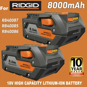 2025new 2pack 18 Volt Lithium-ion Battery For Ridgid 8Ah R840087 R840085 Rigid 18V Tools