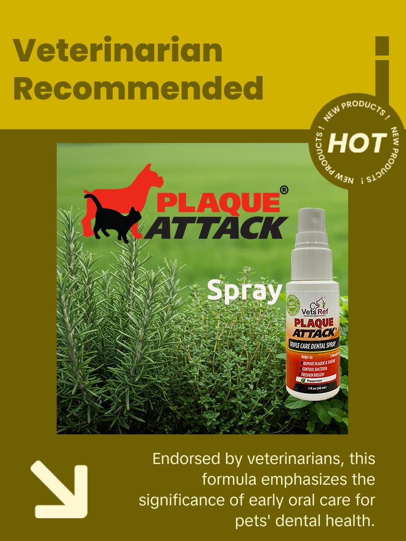 Vets Ref Plaque Attack Pet Dental Spray - 1oz - Multi-Purpose Dental Treatment for Flouride, Calcium & Gingivitis Prevention