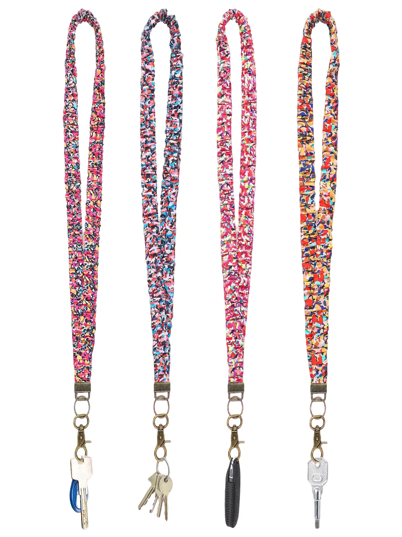 Cute Scrunchie Keychain with Clip, Trendy Cute Keychain, Elastic Strap for Teachers, ID Badge Holder Necklace Charm, Durable and Stylish Accessory, Wr