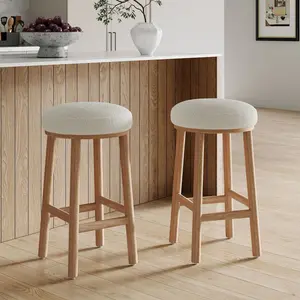 Christopher Knight Home Patsy Modern Minimalist Rubberwood Upholstered Counter Stools (Set of 2), Natural/Beige