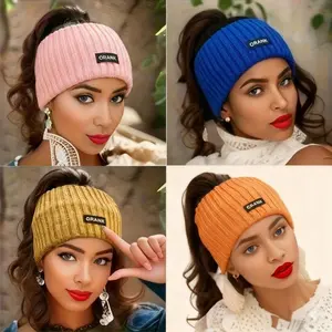 GRANK Women's Soft Stretchy Headbands 4pcs Winter Ear Warmers Comfort Fit Solid Color Fleece Lined Hair Accessories for Cold Weather Stylish Cozy Hairbands for Everyday & Formal Wear