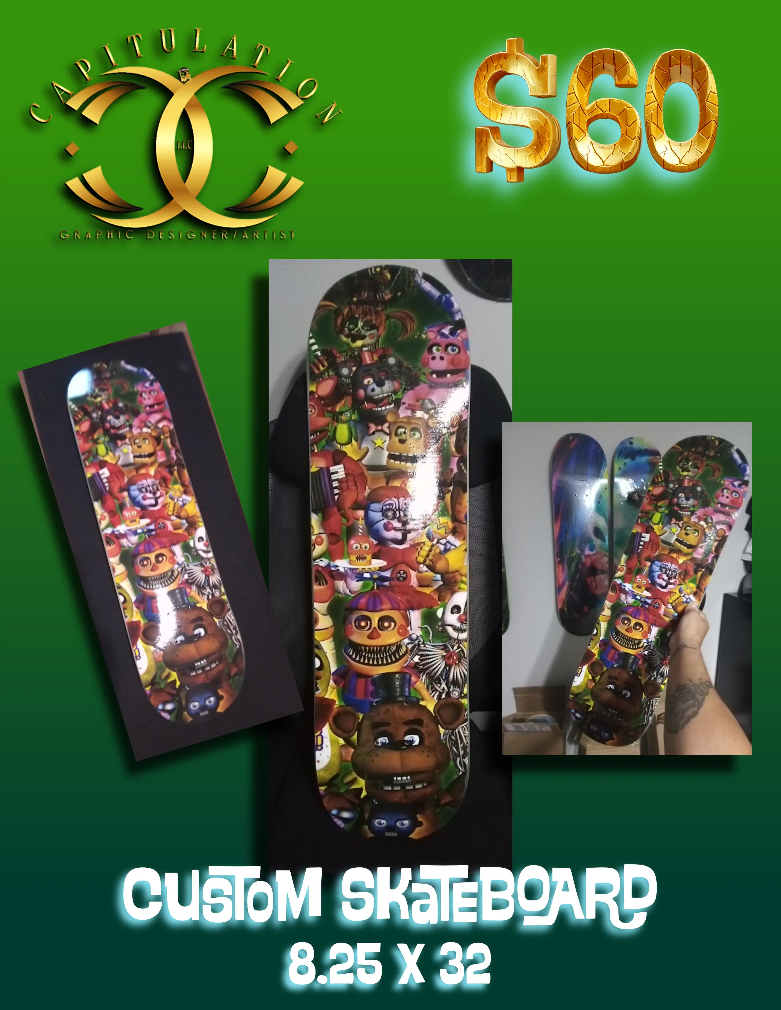 "FNF"(Capitulation Custom Graphic Skateboard)