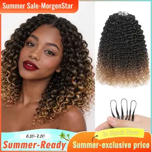 MorgenStar Jerry Curly  Ombre brown Pre-Separated  Pre-Separated  Crochet Hair Human Hair Extensions Miracle Knots Pre-Separated 50g/Pack – Knotless Boho Braids,, Protective Hairstyles Vacation Hair #Summervibe# MorgenStarCrochetNewArrivals