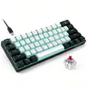 60 Percent Wired Mechanical Keyboard, 61-Key Black & White Compact Creamy Gaming Keyboard with Ice Blue LED Backlight, Blackred-Red Switches, Adjustable Stand, Space-Saving, Anti-Ghosting, Compatible with Windows, Mac, PC, Laptop, for Gamers & Typists