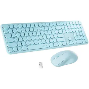 x UBOTIE  Keyboard and  Combo with 110 Round Keycaps, Power , and Scissor- Typing Feel - Ideal for Office Use(Blue)