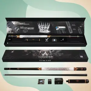 EVO Crown Maxbing Edition Pool Cue – Royal Black, White Synthetic Leather Wrap, 29in Carbon Fiber Shaft, Carbon+Glass Butt, 12.5 mm TIME Tip, 19–19.5 oz, 3/8-8 Stainless Joint, Player Kit with 6in Extension