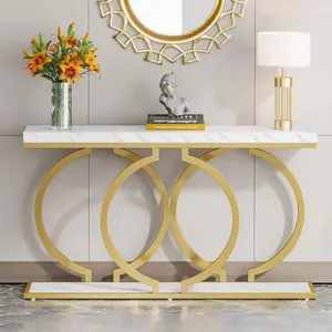 55-Inch Modern Gold Console   Entryway , Narrow Long Sofa  Behind Couch  Accent   Living Room table for Mobile Standing Desk with Wheels sectional
