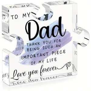 Father's Day Gifts, Dad Birthday Gift, Gift for Best Dads Ever, Happy Birthday Ideas for Daddy Papa Presents, Father's Day Gifts from Daughter Son, Unique Dad's Acrylic Block Puzzle Cool Present