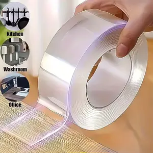Strong Double-Sided Clear Tape, Washable & Reusable Nano Adhesive Tape, No Residue, Removable Glue, Suitable for Home Use, 1mm Thick