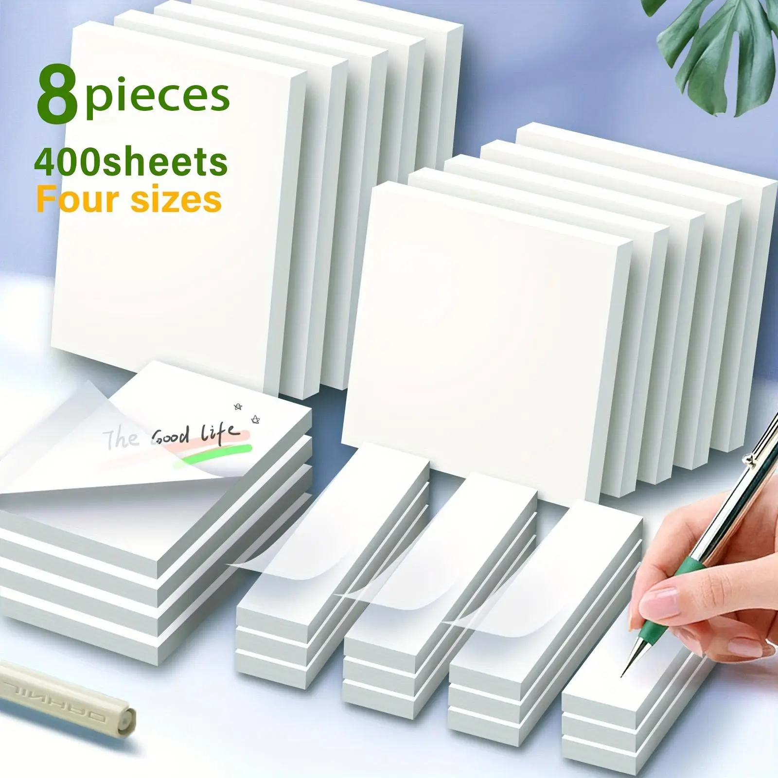 Transparent Sticky Note (8 Counts), 4 Sizes Sticky Notes, Post-it Note for Reading, Studying, Note Taking, School Office Stationery Supplies, School S