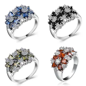 Sparkling Multi-Gemstone Cluster Ring | Perfect Anniversary & Birthday Gift for Her | Hypoallergenic Silver