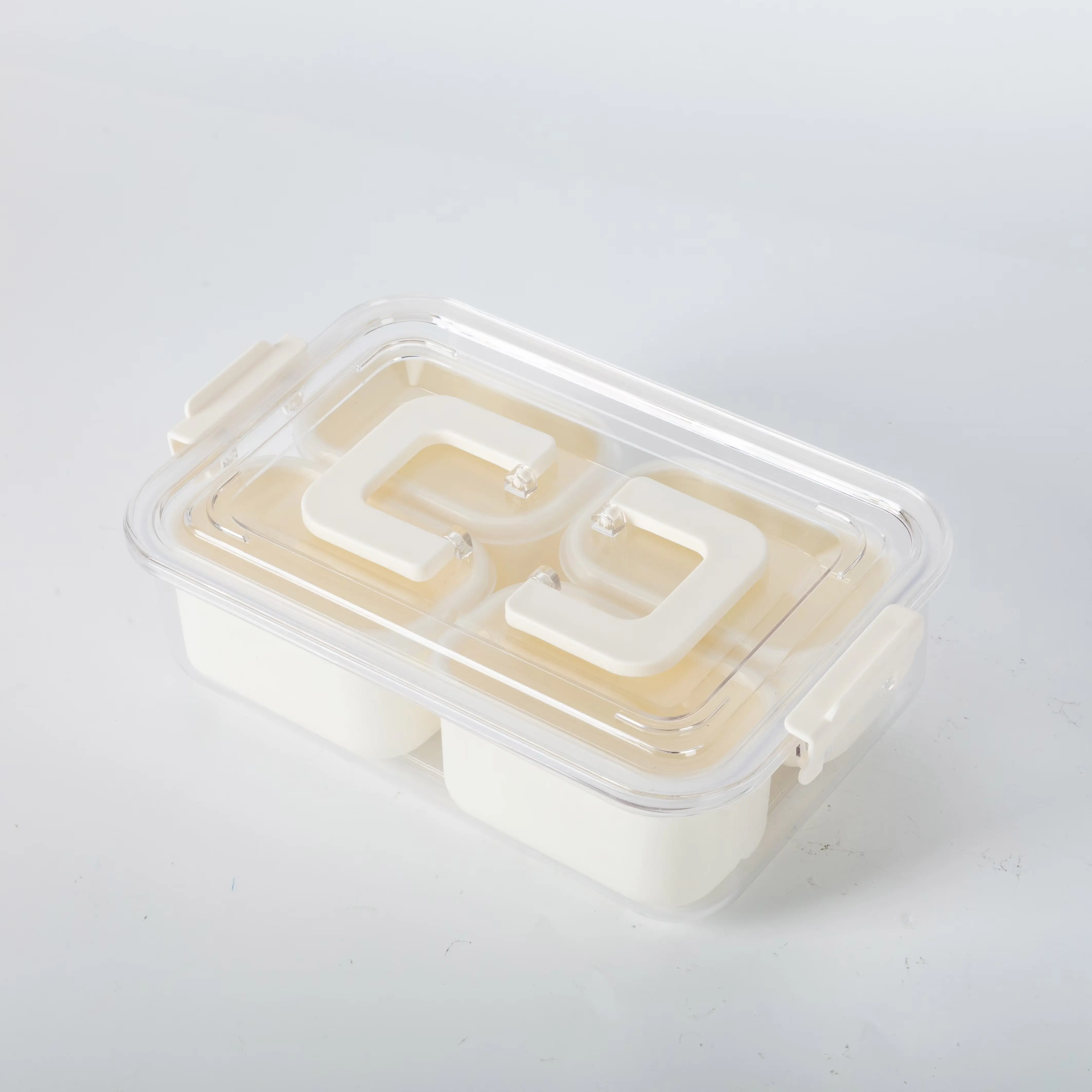 Aesthetic 4-Compartment White Plastic Mini Snackle Box, Portable Lunch Box with Lids for Lunch & Snack Storage, Lunch Boxes
