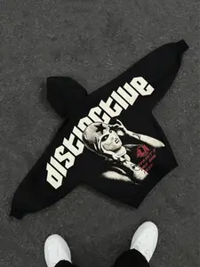 Unisex Y2K street style hoodie with a distinctive masked figure print and American hip-hop cardigan-style design—perfect for layering, pairs well with any outfit, ideal for everyday outings and streetwear, and an excellent gift choice.