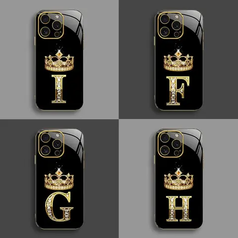 High-End Crown Electroplated Gold Edge Smartphone Case for iPhone 16 Pro Max,15,14,13,12 Plus Pro Max - Business-Style, Affordable, Explosion-Proof, Anti-Fall, Anti-Fingerprint Handheld Cellphone Protection for Mobile Devices