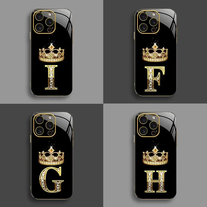 High-End Crown Electroplated Gold Edge Smartphone Case for iPhone 16 Pro Max,15,14,13,12 Plus Pro Max - Business-Style, Affordable, Explosion-Proof, Anti-Fall, Anti-Fingerprint Handheld Cellphone Protection for Mobile Devices