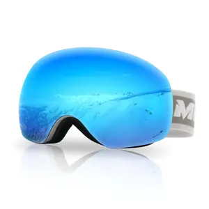 MEELOOG Frameless Ski Goggles OTG, Anti-Fog Snowboard Sunglasses for Men Women, Aesthetic Winter Snow Sports Glasses UV400, Helmet Compatible Windproof Goggles, Cute Outdoor Equipment for Skiing Mountaineering, Double Lens Clear Vision Shades