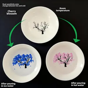 Ceramic Tea Cup Water Cup SGS Food Grade Temperature Sensing Double Color Changing Peach Blossom Design Master Cup for Safe Drinking and Temperature Awareness