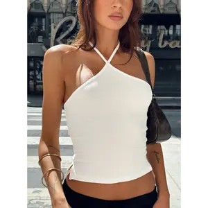 Baseline Halter Rib Top White