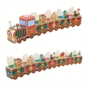 24pcs Christmas Train Advent Calendar Gift Boxes, Festive Red & Green Holiday Gift Boxes with Santa, Gingerbread, and Snowflake Designs for Xmas Decorations, Kraft Paper Holiday Packaging for Party Favors, Treat Boxes, Christmas Accessories, Train design