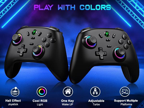 ESYWEN Switch Controller for Nintendo Switch/Lite/OLED, Hall Joystick Wireless Switch Pro Controller support iOS/Android/Windows PC, Switch Remote Joystick Gamepad with RGB/Turbo/Motion Control/Vibration