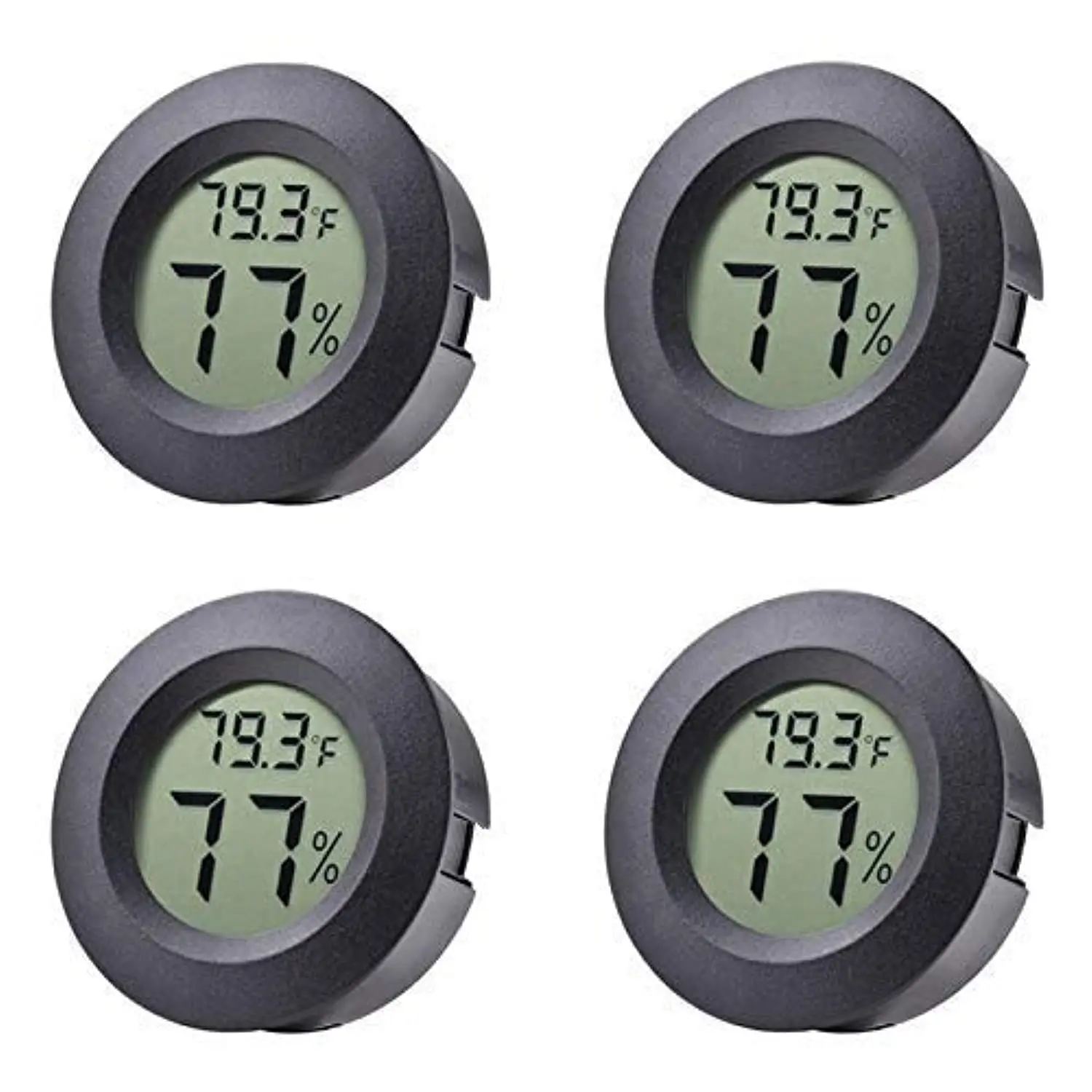 4-pack Mini Hygrometer Thermometer Fahrenheit Indoor Room Round Humidity Temperature Gauge for  Printer  Jars Reptile Incubator Guitar Case
