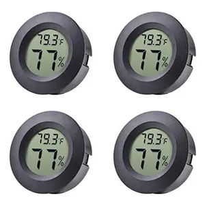 4-pack Mini Hygrometer Thermometer Fahrenheit Indoor Room Round Humidity Temperature Gauge for  Printer  Jars Reptile Incubator Guitar Case