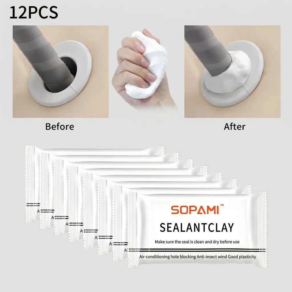 12-Pack Moldable Sealing Putty, Easy-to-Shape Flexible Repair Clay for Filling Holes and Gaps Around Pipes, Drains and Walls, Helps Block Odors and Create a Water-Resistant Seal for Household Repairs