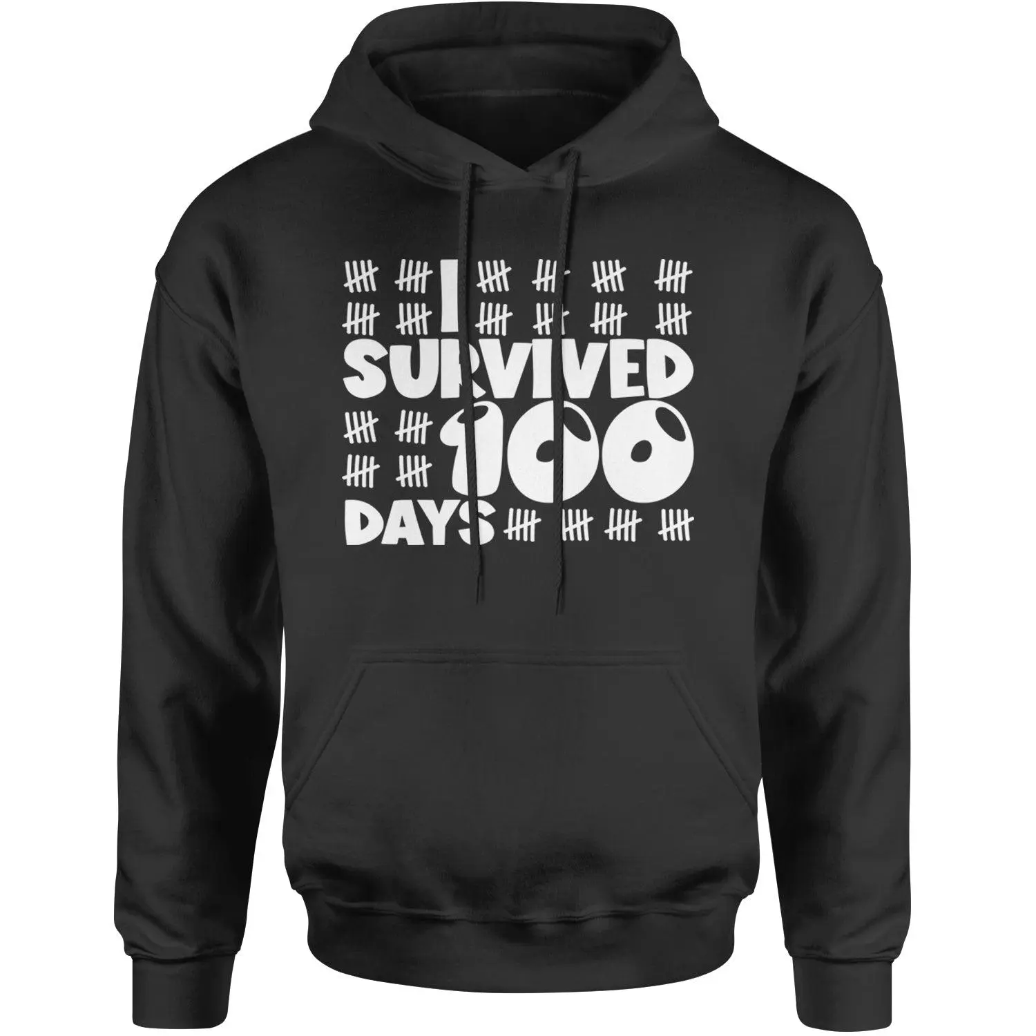 I Survived 100 Days Tally Marks Adult Hoodie Sweatshirt