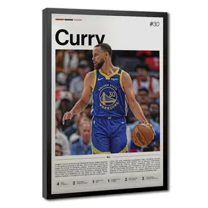 Curry #30 Basketball Legend Canvas Wall Art Poster | Eco-Friendly HD Print Sports Poster for Man Cave & Boys Room Decor | Available in Black Wood Frame, Wood Frame, or Unframed Option