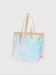 Fashionable Holographic Clear Tote Bag, Casual Versatile Storage Bag for Women, Portable Storage Bag for Beach Vacation, Daily Commuting, Business Trip, Stylish Tote Bag