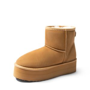 Dream Pairs DIY-Bow Platform Snow Boots – Splash-Proof Suede, Faux-Fur Lining, Memory-Foam, Anti-Slip Sole, Shoe, Footwear