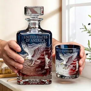 New glass bottle American 250th anniversary Decorative Glass Drinkware whiskey glass bottle set
