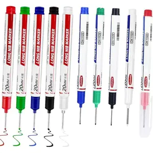 Long Head Deep Hole Marker Pens (5/10//15/20 PCS Optional) - 20mm Deep Reach, Long Nose & Waterproof Permanent, Marking Tool for Carpenter/Metal, Outdoor/Work