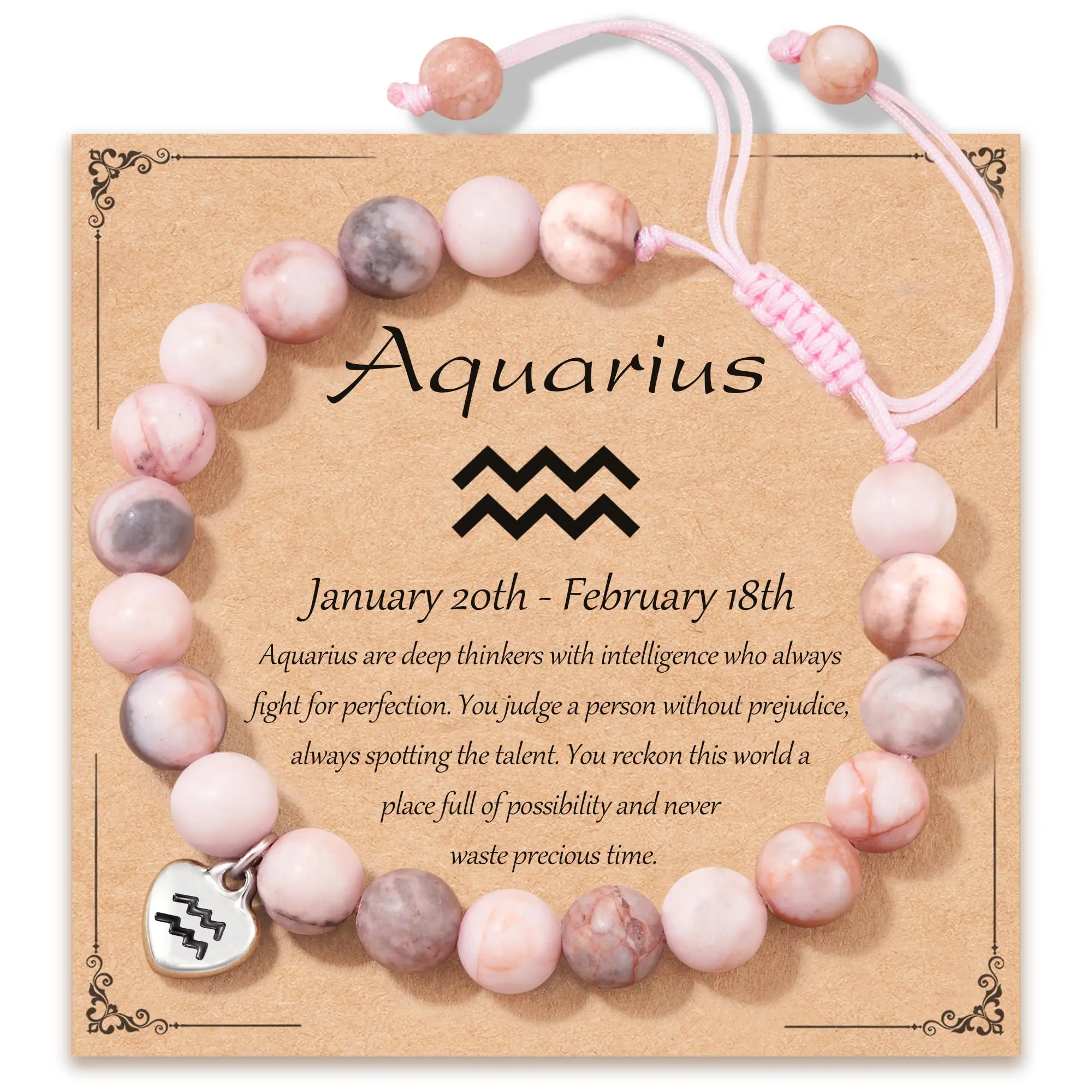 Zodiac Bracelet For Women Zodiac Gifts Natural Stone Zodiac Charm Adjustable Size Birthday Christmas Gifts