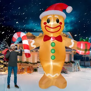 JOIEDOMI 12 FT Tall Christmas Inflatables Outdoor Decorations, Giant Gingerbread Inflatable Christmas Blow Up Yard Decorations with LEDs, Gingerbread Blow Up for Xmas Lawn Garden Outside Decor  easter gifts for kids
