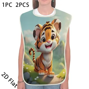 Fashion Printed Adult Bib, Dining Protector Suitable for restaurants, parties, home and kitchen use. Durable and stylish bib. (2D flat) Funny Apron