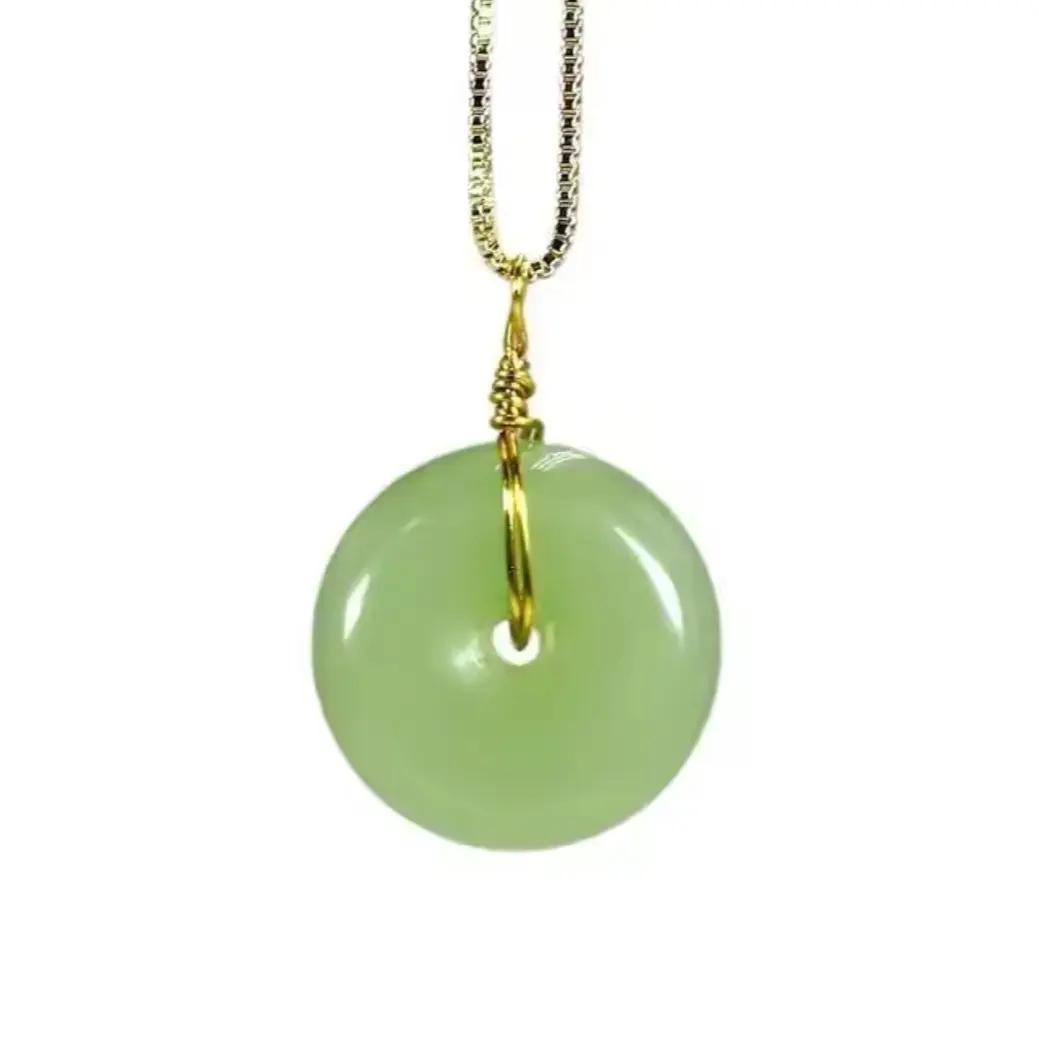 Garden Jade Green Necklace - High-Quality Jade,.925 Stainless Steel Chain, 18k Gold Plated Finish, Elegant Design for Adults