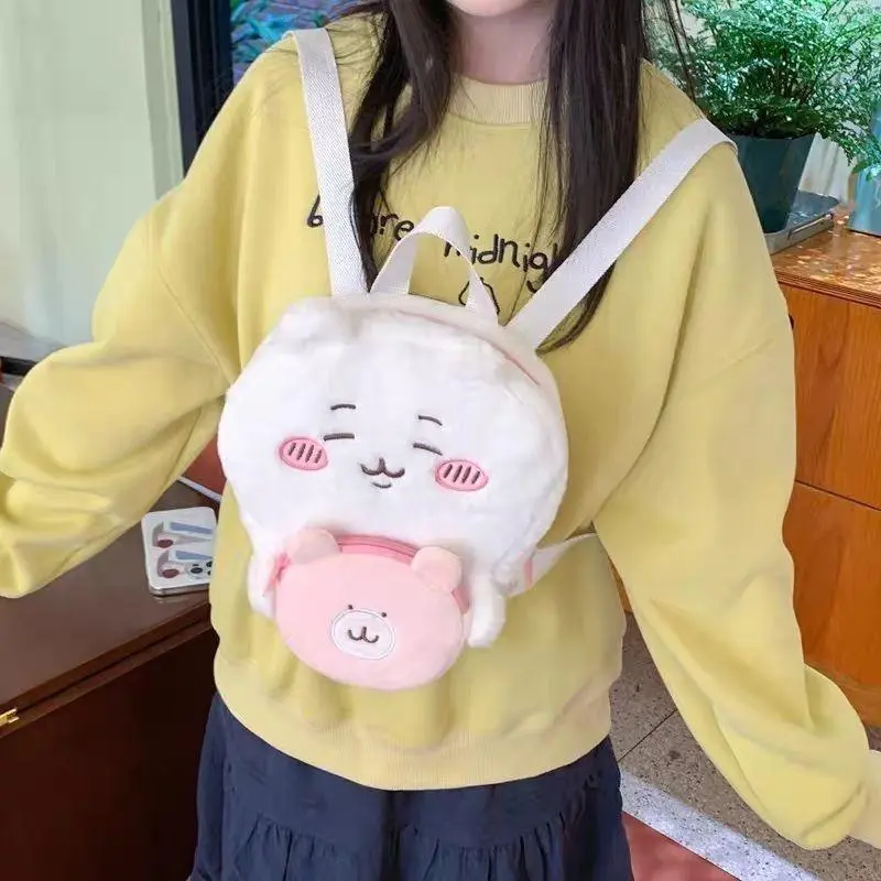 Chiikawa Backpack Cute Cartoon Hachiware Usagi School Bag Kawaii Anime Stuffed Shoulder Bag for Girls Students Daily Use Travel