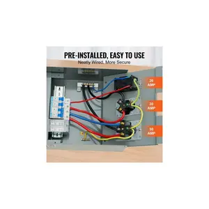 VEVOR Temporary Power Outlet Panel, 125/250V, RV Power Outlet Box with a 20/30/50 Amp Receptacle Installed, NEMA 14-50R/ NEMA TT-30R/ 15A GFCI for RV Camper Trailer Motorhome